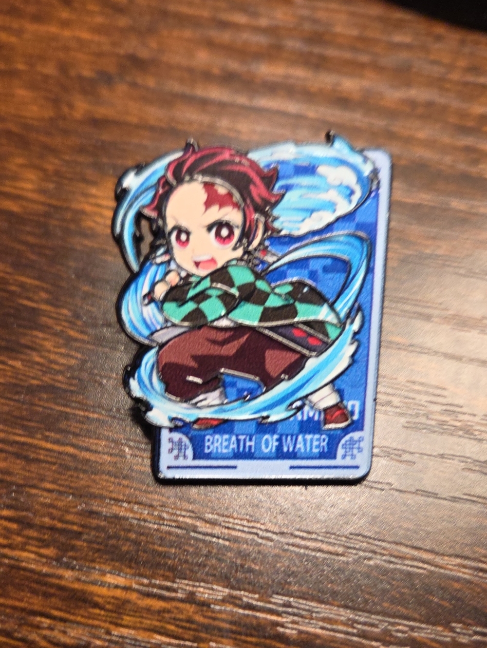 Anime Character Enamel Pin — Red Hair, Green Jacket (Breath of Water)